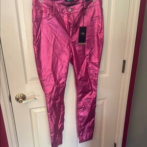 YMI Pink Skinny Pants Metallic Shine